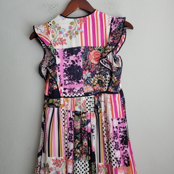 By Anthropologie Ruffled Patchwork Midi Dress size 0 NWT - Picture 8 of 10
